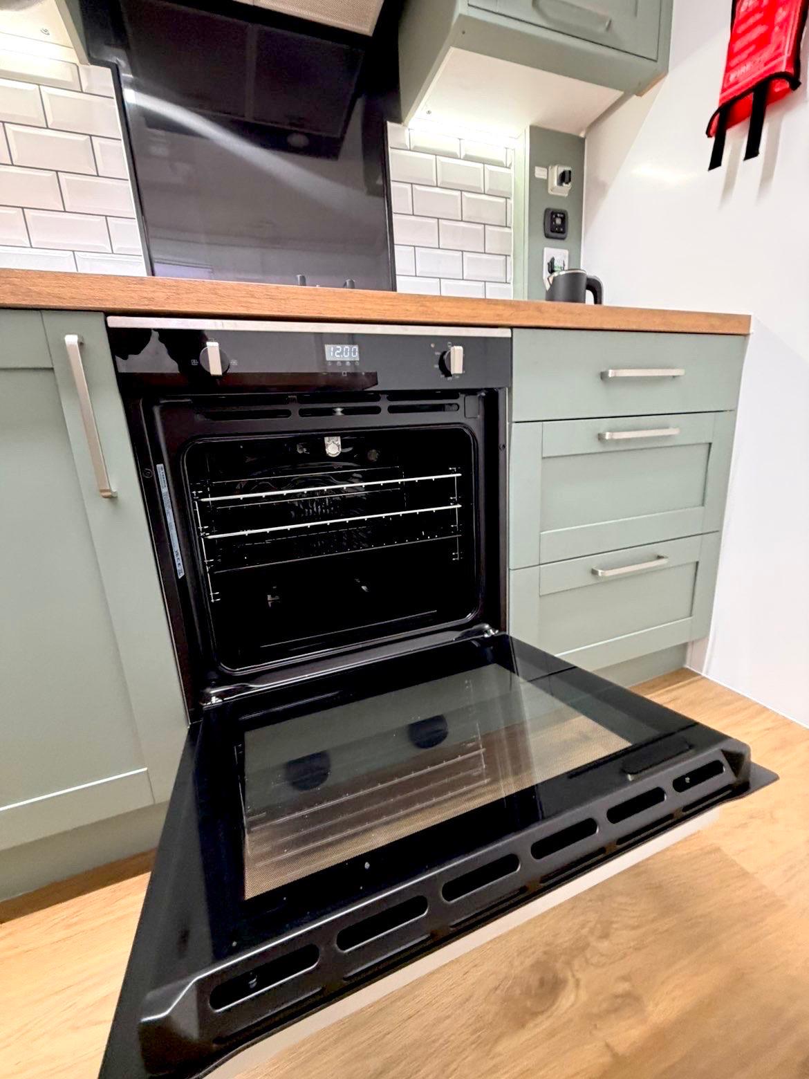 Full-size oven with door open